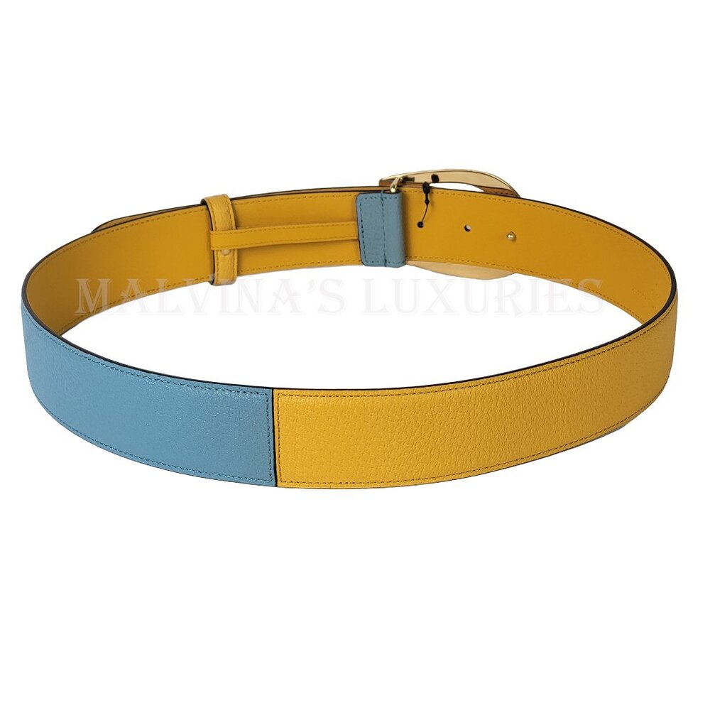 GUCCI BELT 709954 G LOGO BUCKLE TWO TONE LEATHER NEW - Picture 6 of 14